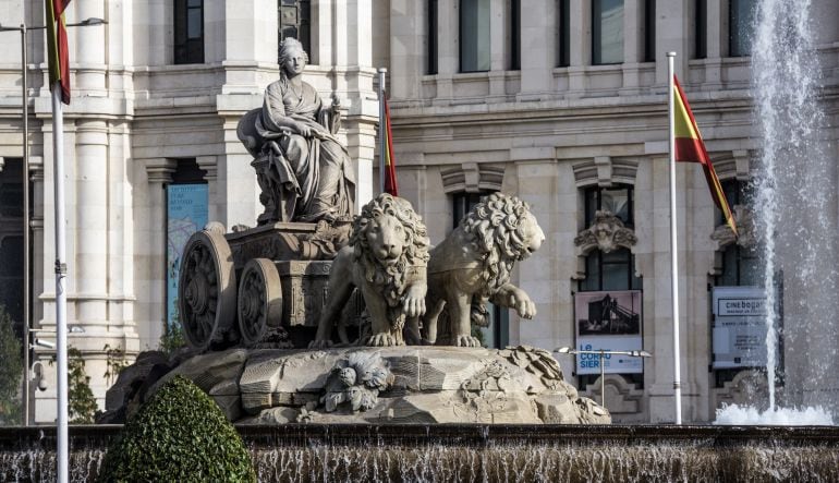 Imagen de la Cibeles de Madrid con el Ayuntamiento al fondo. 