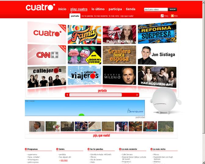 Desde el 4 de noviembre, con la celebración de los cuatro años de vida de la cadena, Cuatro, del Grupo PRISA, lanza su WebTv para disfrutar de toda la programación