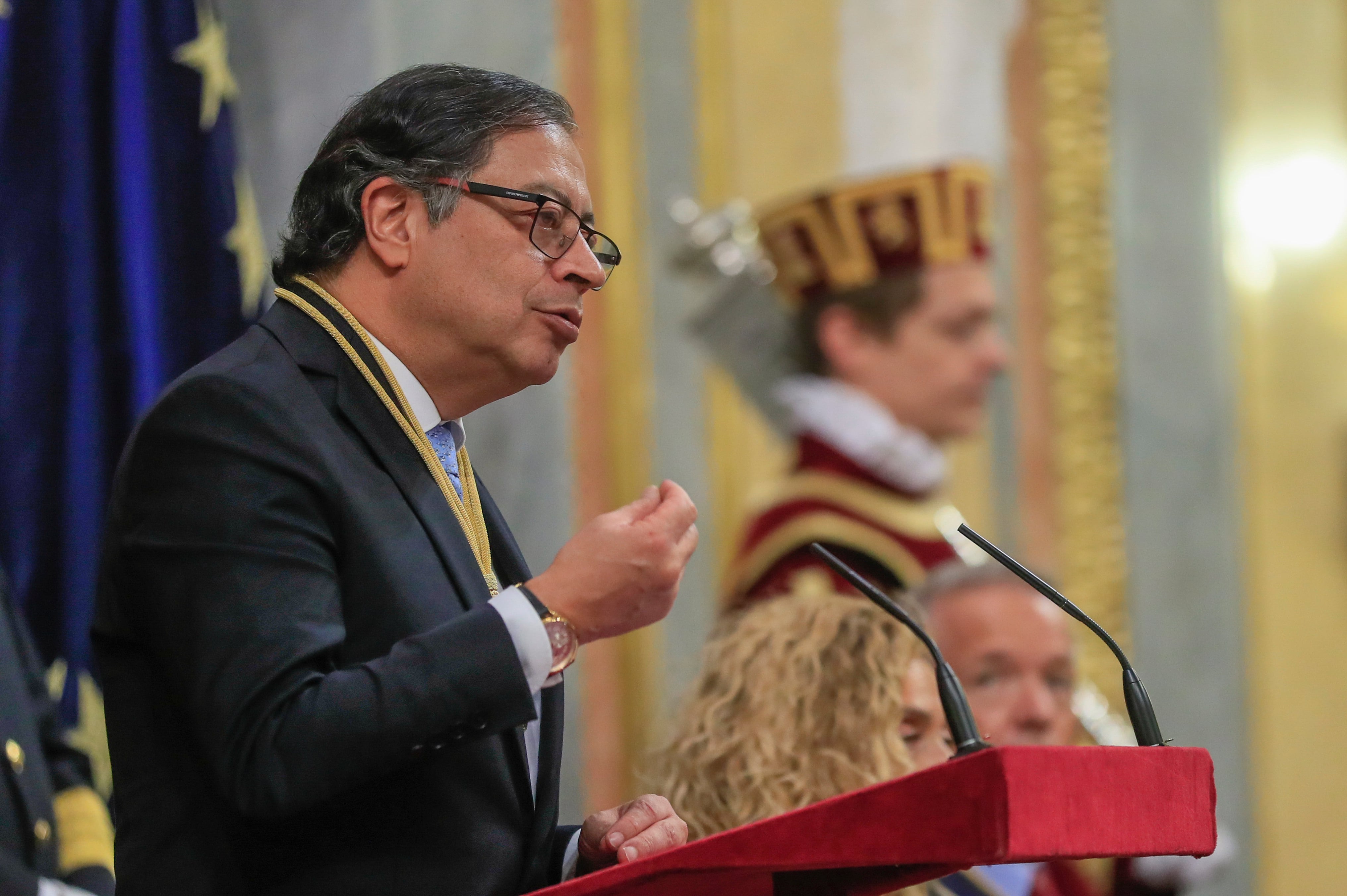 El presidente de Colombia, Gustavo Petro, durante su intervención en el Congreso de los Diputados