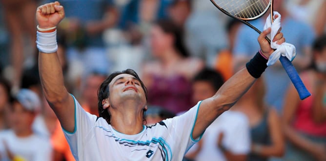 El español celebra su victoria en octavos de final ante Richard Gasquet.