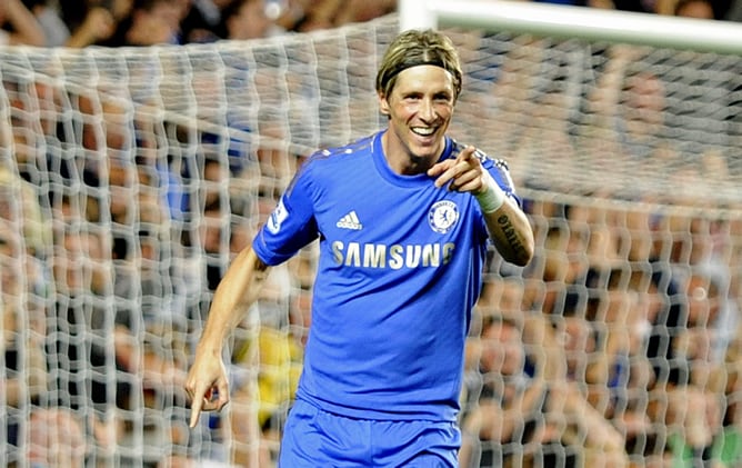 El jugador del Chelsea, Fernando Torres, celebra un gol ante Reading