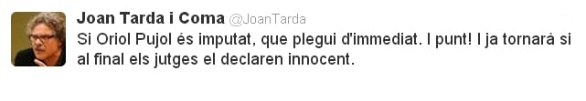 El comentari del diputat d&#039;ERC Joan Tardà a la xarxa social Twitter