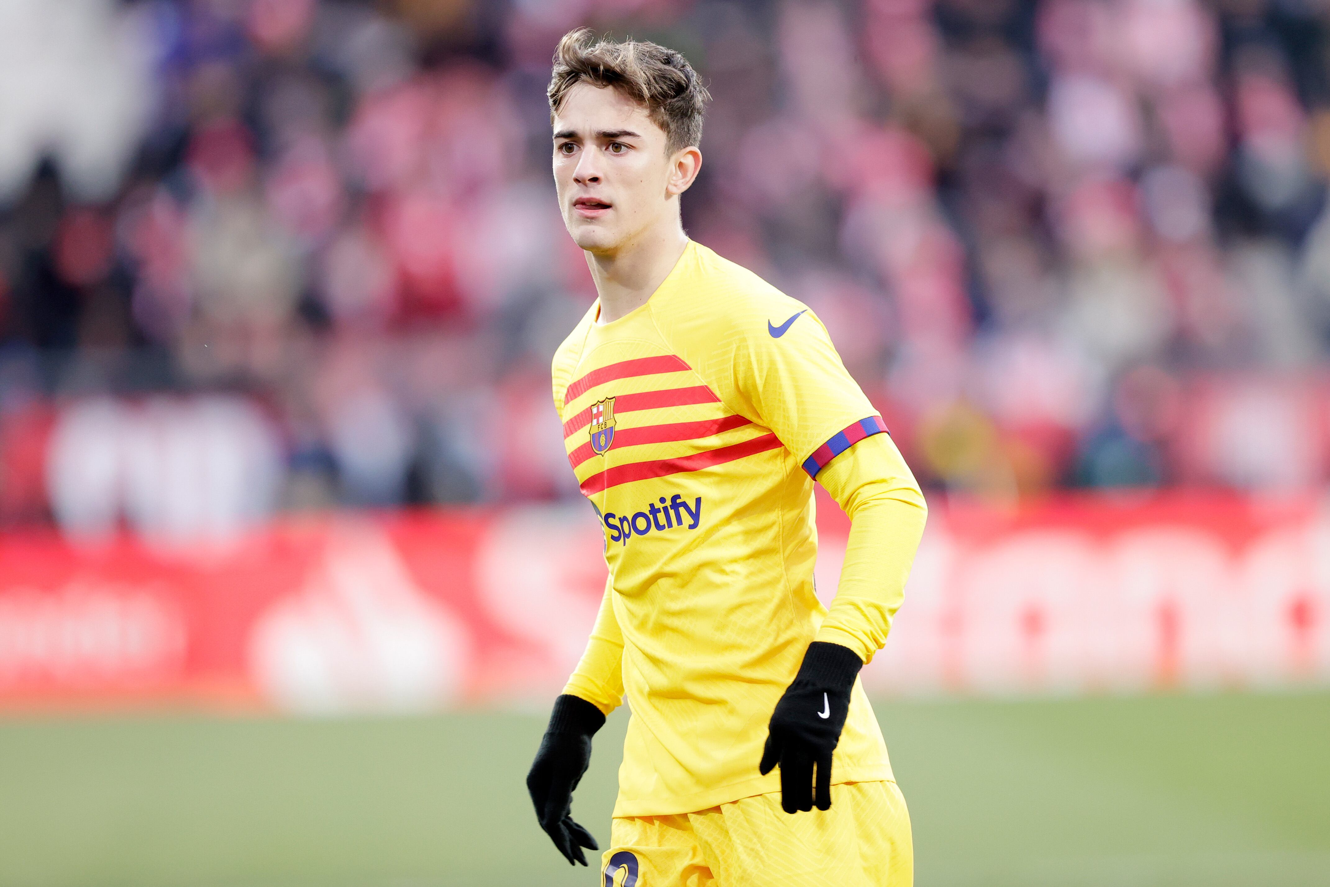 GIRONA, SPAIN - JANUARY 28: Gavi of FC Barcelona  during the La Liga Santander  match between Girona v FC Barcelona at the Estadi Municipal Montilivi on January 28, 2023 in Girona Spain (Photo by David S. Bustamante/Soccrates/Getty Images)