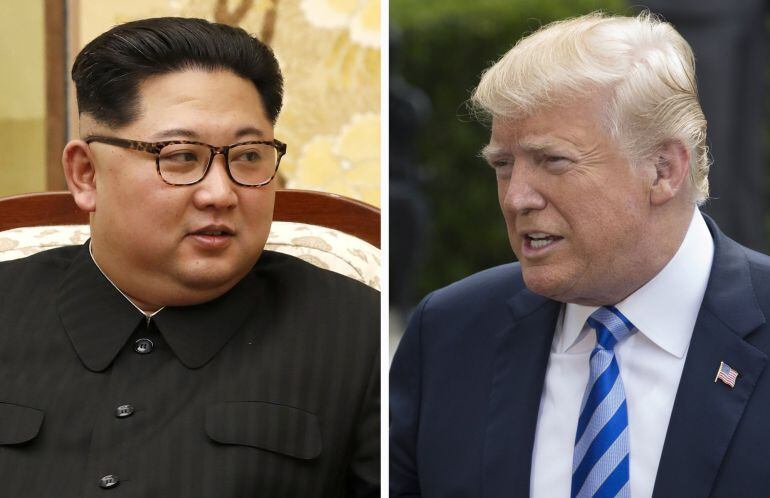 El líder norcoreano, Kim Jong-Un (i) y el presidente estadounidense Donald Trump (d) 