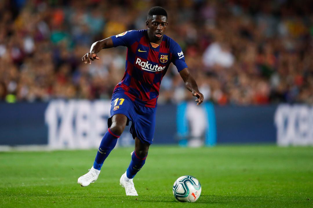 Dembélé, durante el partido de Liga contra el Villarreal. 