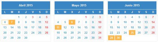 Calendario de la renta 2014.