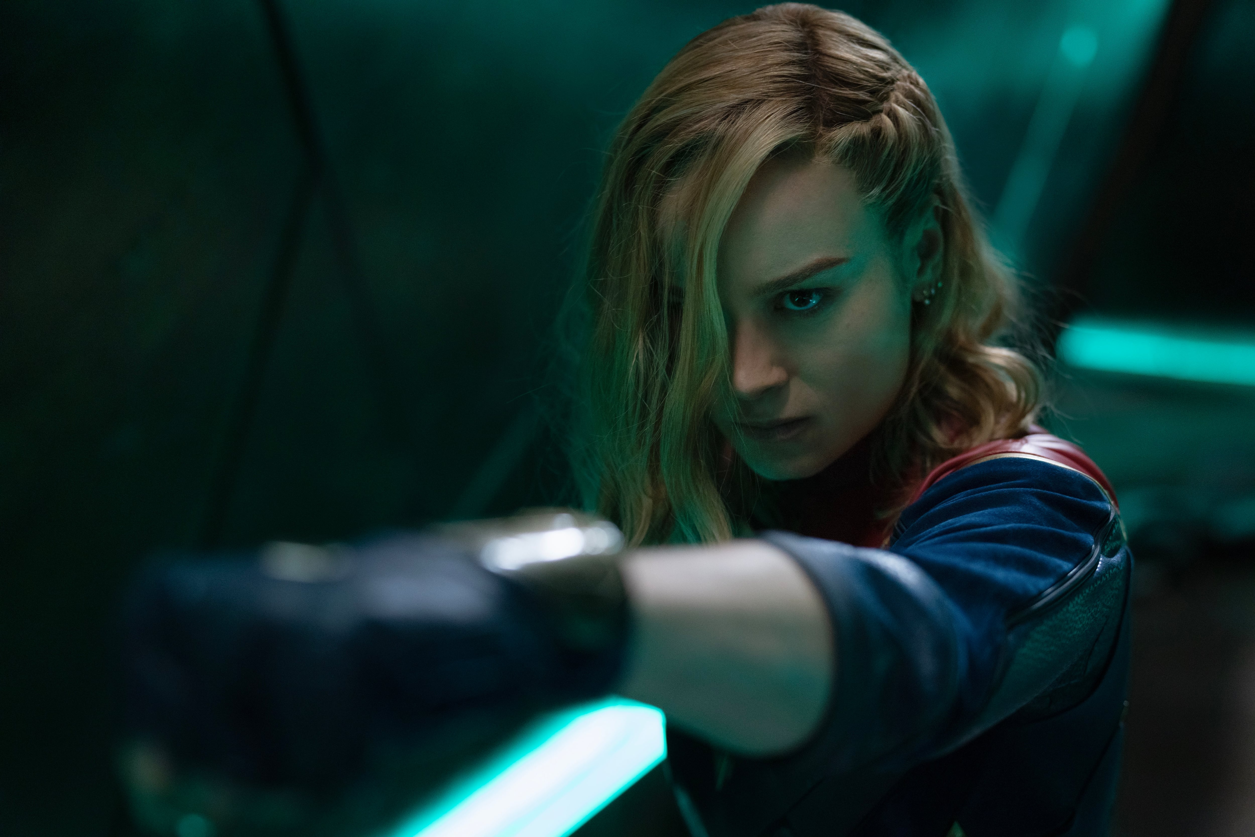 Brie Larson as Captain Marvel/Carol Danvers in Marvel Studios&#039; THE MARVELS. Photo by Laura Radford. © 2023 MARVEL.