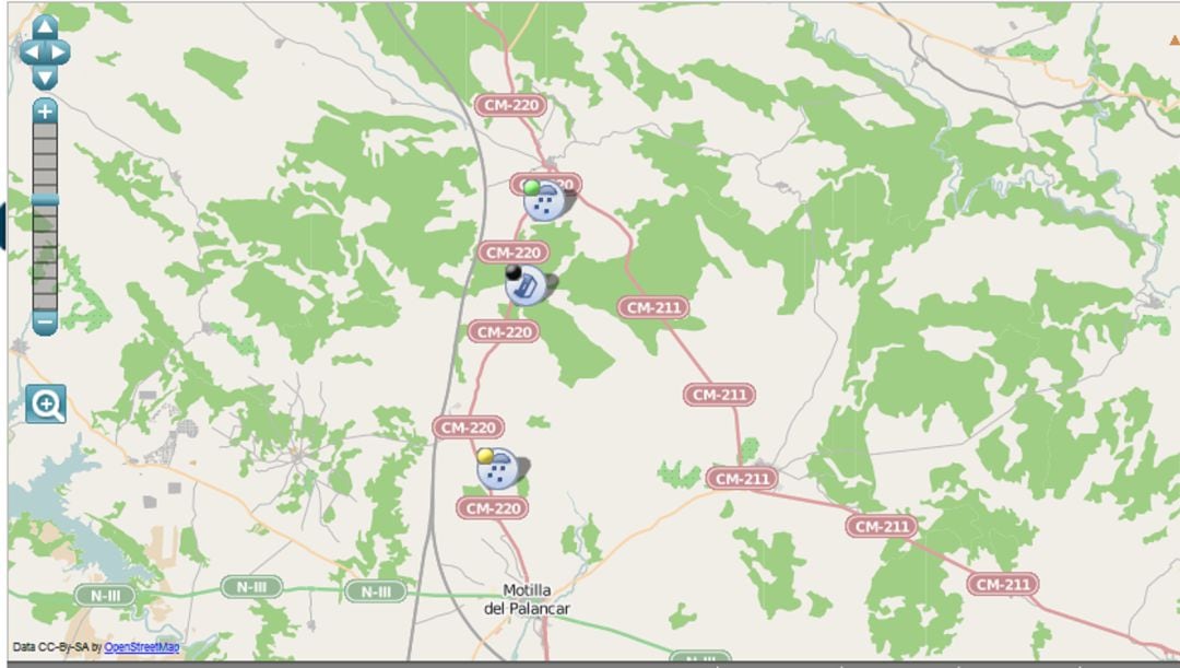 Carretera cortada entre Gabaldón y Almodóvar del Pinar