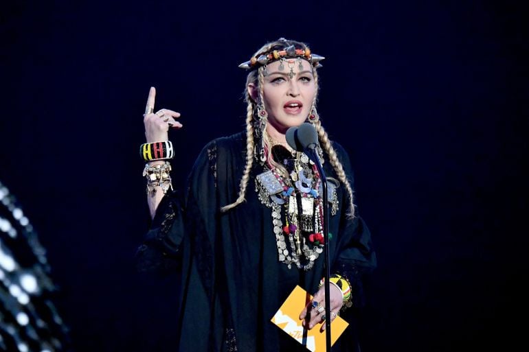 Madonna durante su discurso en los VMAs de 2018