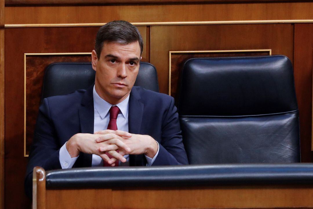El presidente del Gobierno, Pedro Sánchez durante la sesión de control al ejecutivo en el Congreso en Madrid este miércoles