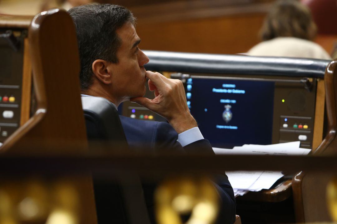 El presidente del gobierno, Pedro Sánchez, en el Congreso de los Diputados.