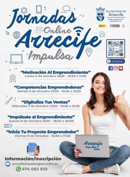 Cartel de Jornadas online Arrecife Impulsa.