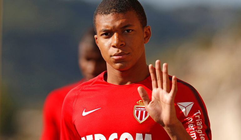 Mbappé, en un entrenamiento de pretemporada con el Mónaco