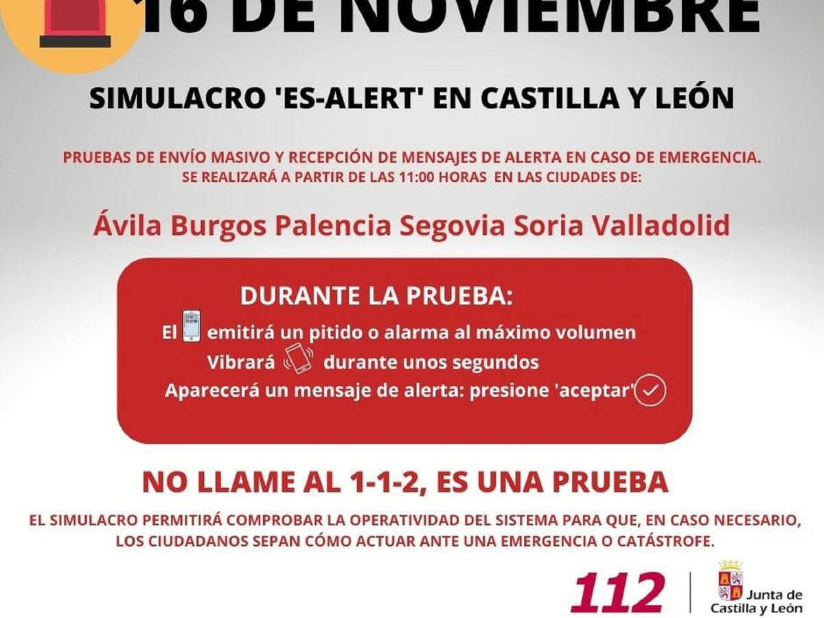 Castilla y León ensayará el miércoles el sistema de alertas “ES-Alert” en Palencia