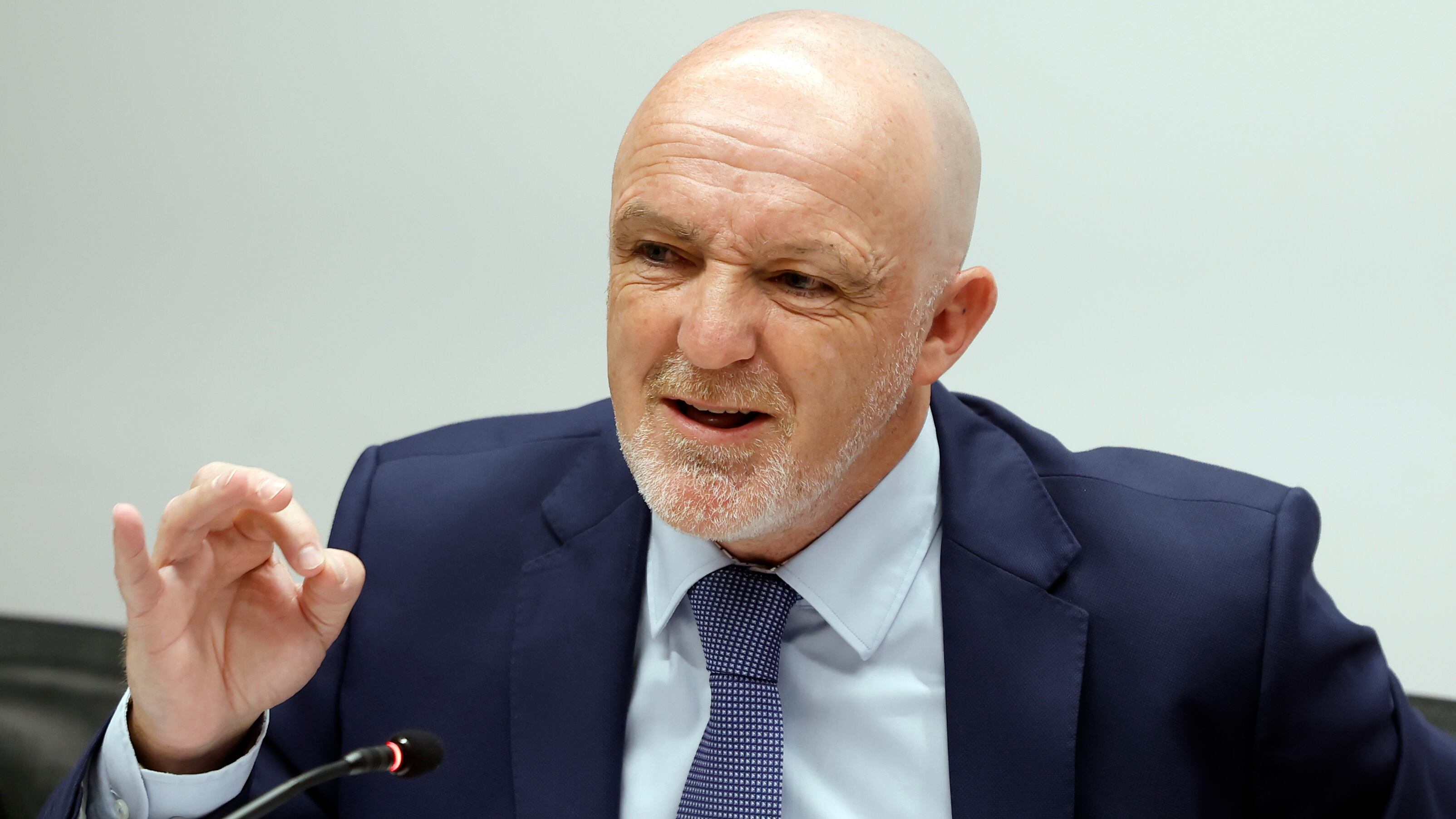 El exconsejero de Desarrollo Rural con el Gobierno de UPN y actual portavoz parlamentario de esta formación, Javier Esparza, declarando en la Comisión de Investigación de Obra Pública en Navarra