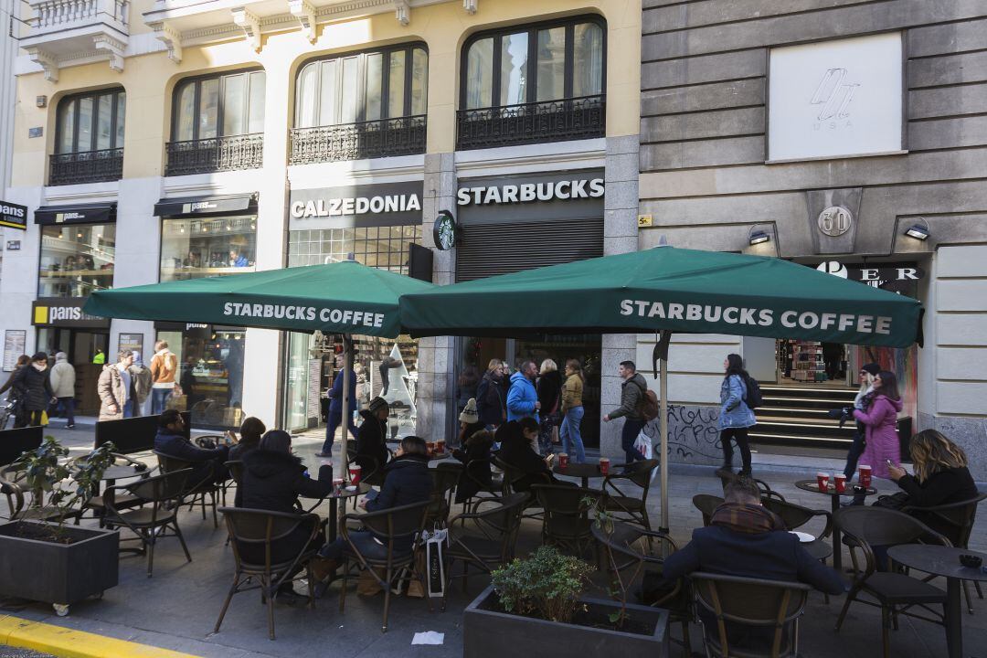 Una terraza de un establecimiento en la Gran Vía de Madrid