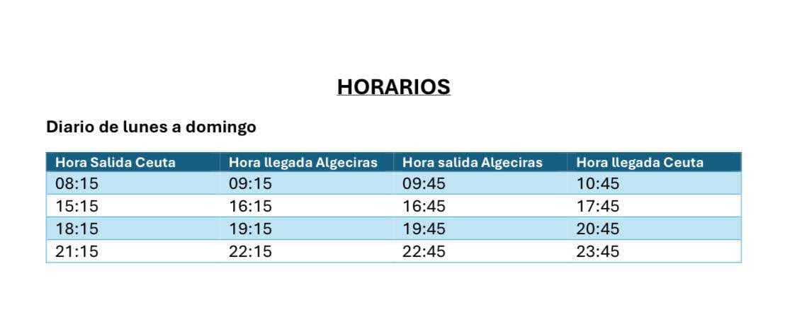 Horarios de la compañía