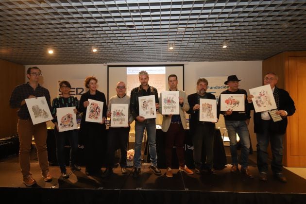 Participantes en el debate sobre la figura de Hugo Pratt, Corto Maltés y la gestión cultural en la ciudad de Córdoba.