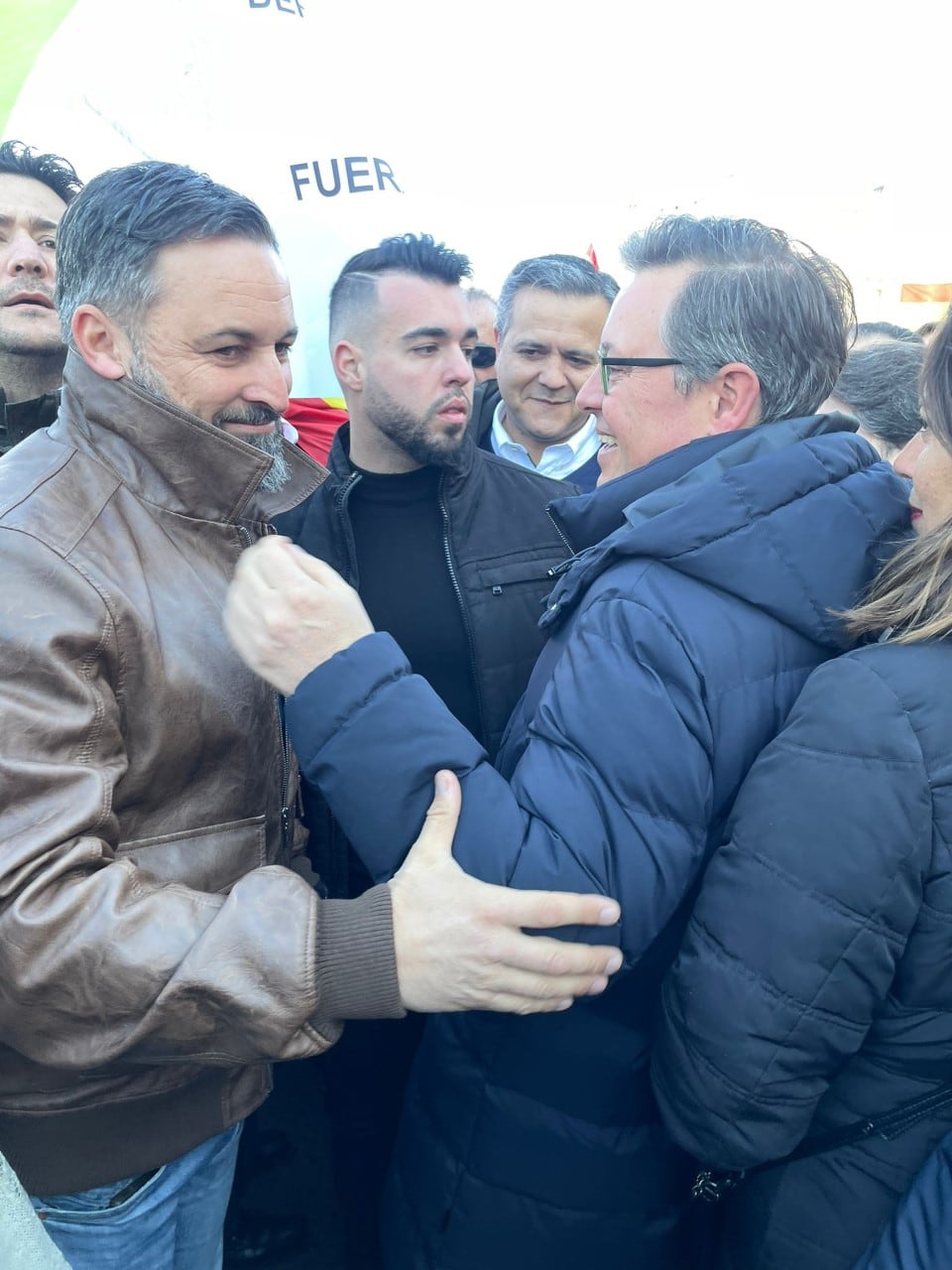 El líder de la ultraderecha, Santiago Abascal, durante la movilización contra el gobierno de Pedro Sánchez