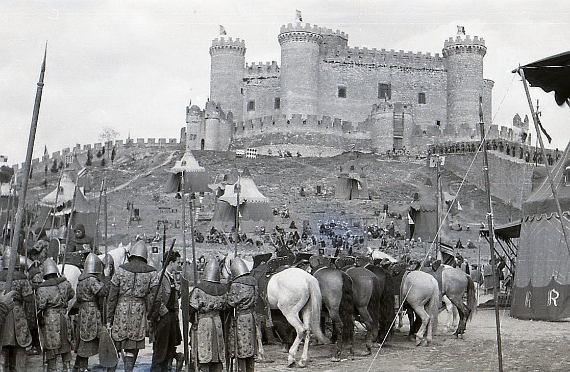 Imagen del rodaje de la película de &#039;El Cid&#039; en el Castillo de Belmonte, durante los años 60