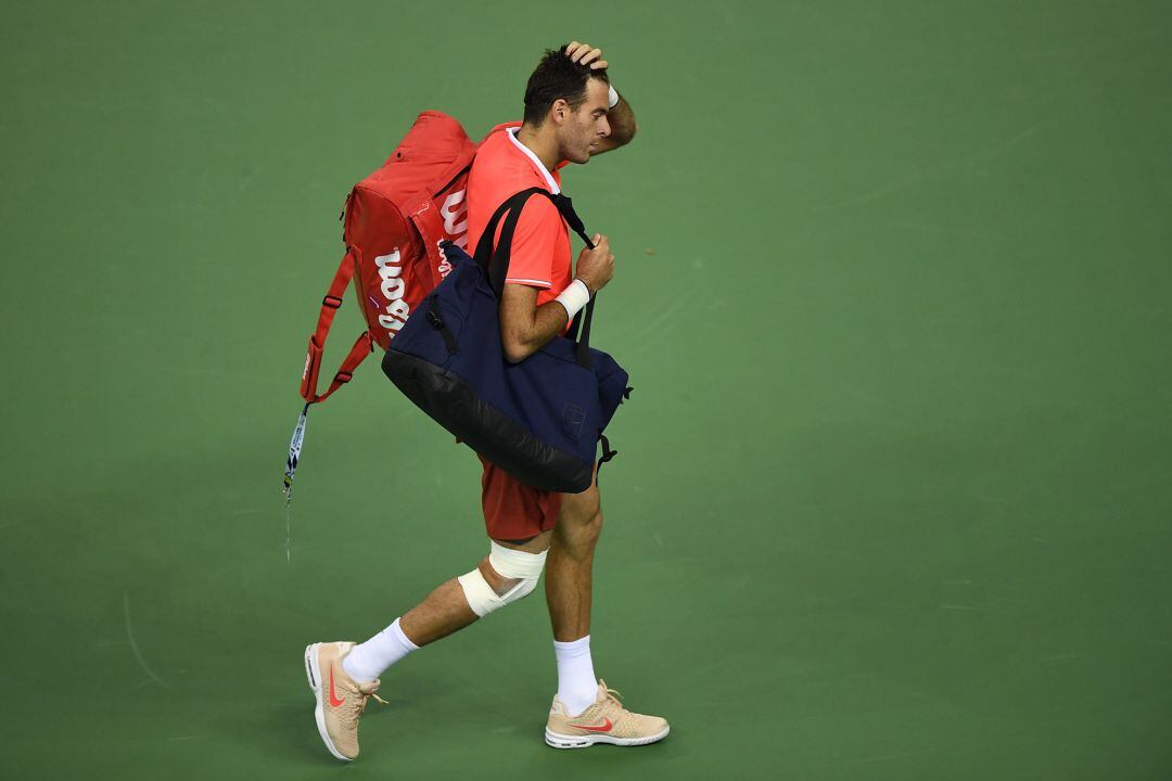 Del Potro abandona la pista del Masters de Shanghai tras su lesión ante Coric 