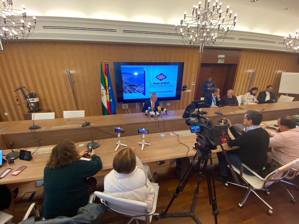 El Presidente del Puerto de Motril, José García Fuentes, durante la rueda de prensa sobre el balance de 2023