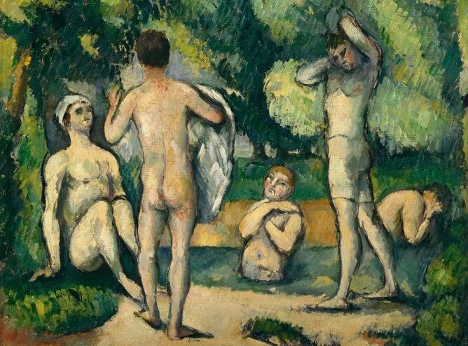 Óleo sobre lienzo titulado 'Bañistas' de Paul Cézanne del año 1880