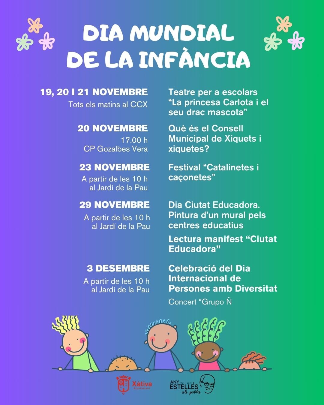 Cartell Dia Mundial de la Infància a Xàtiva. Font: Ajuntament de Xàtiva