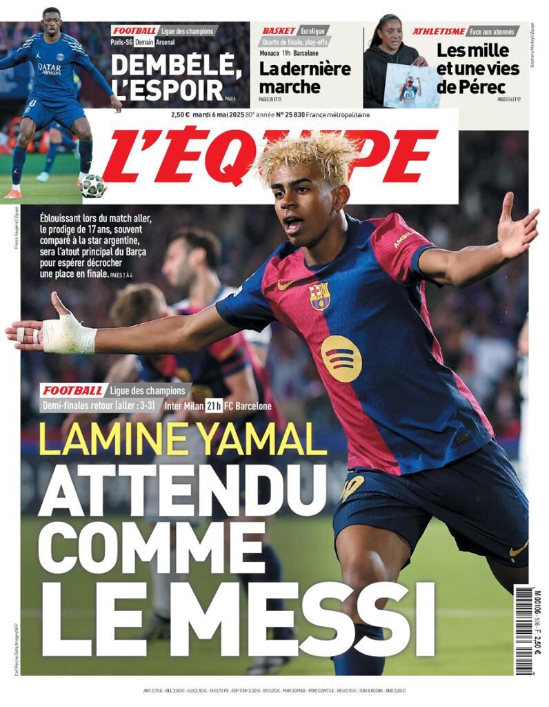 Portada de L'Equipe del martes 6 de mayo de 2025