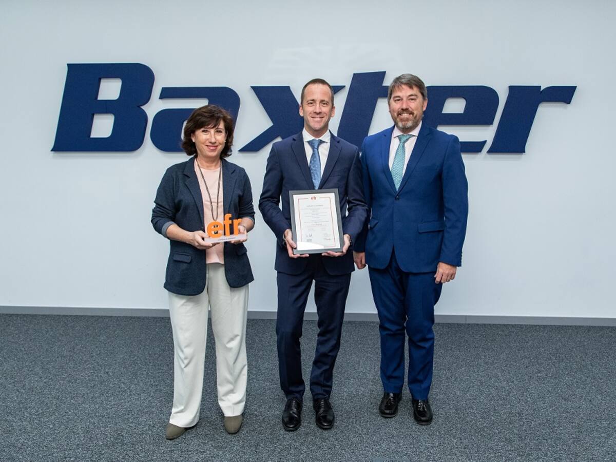 Baxter reconocida con el certificado EFR en la categoría Proactiva B+