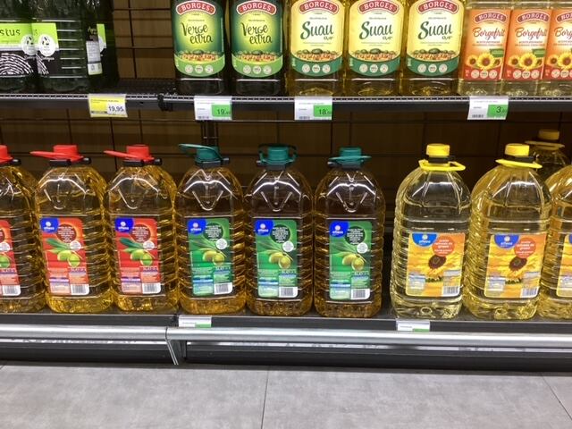 Ampolles d&#039;oli d&#039;oliva amb alarma per evitar robatoris