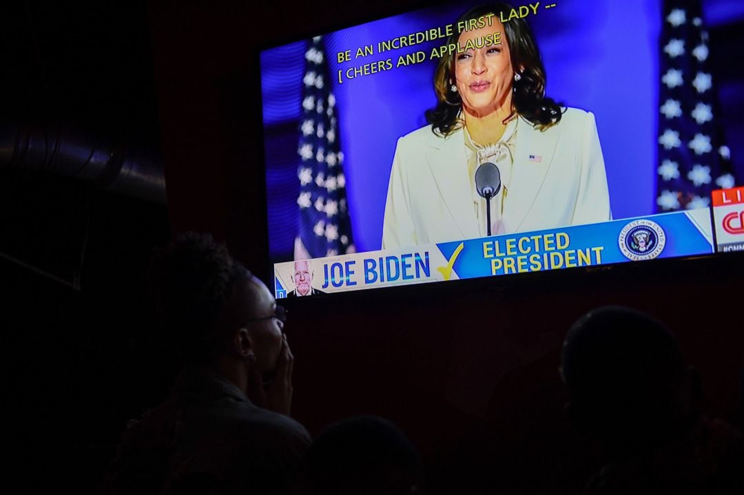 Kamala Harris, durante su discurso como vicepresidenta de EEUU