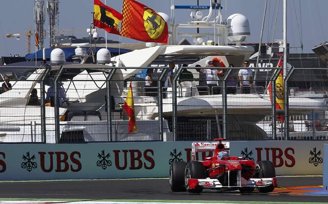 El español, en la tercera tanda de entrenamientos del GP de Europa que se celebra en el circuito urbano de Valencia