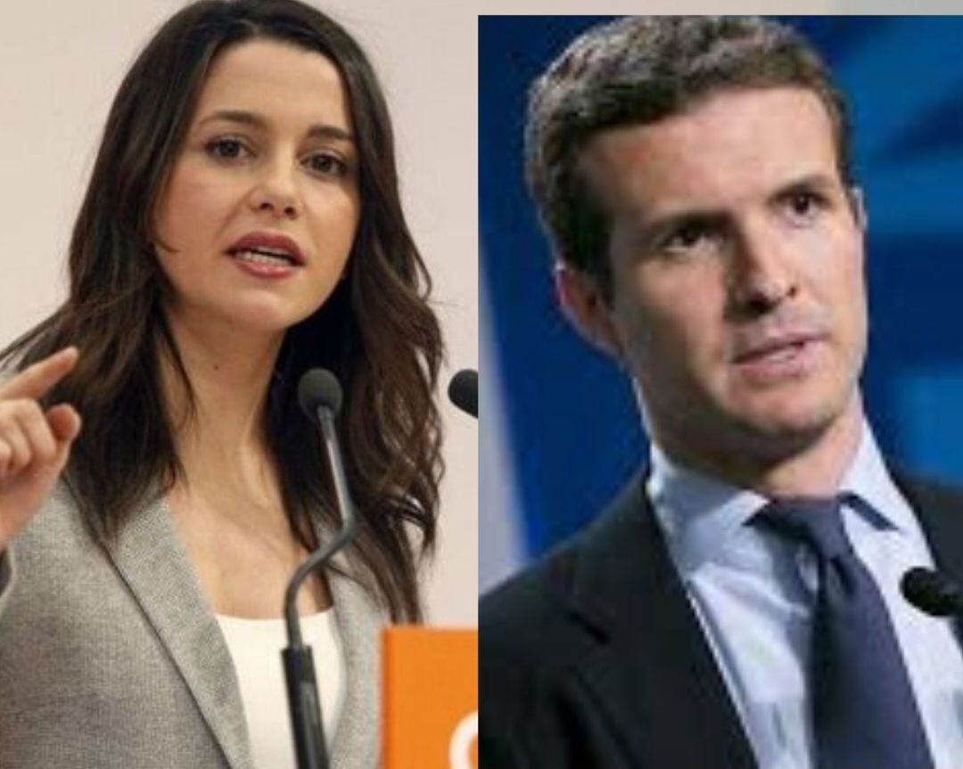 Inés Arrimadas (i) y Pablo Casado(d)