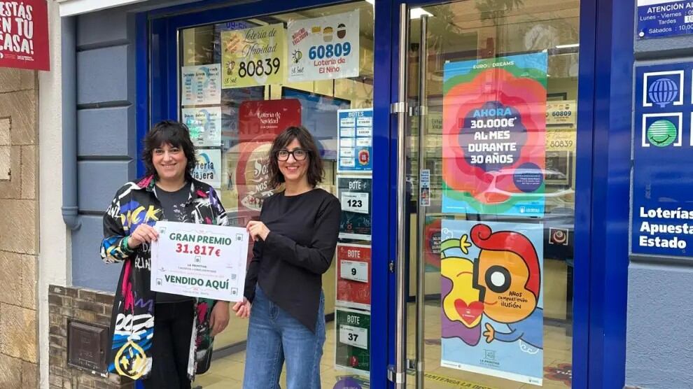 Alba y Ana, de la administración de Loterías &#039;El Sol&#039; de Binéfar