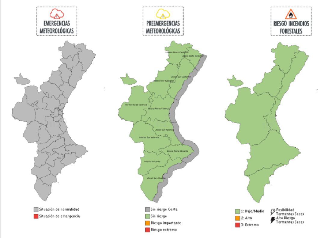 El riesgo de incendios forestales es medio-bajo este domingo 5 de septiembre en toda la Comunitat Valenciana. 