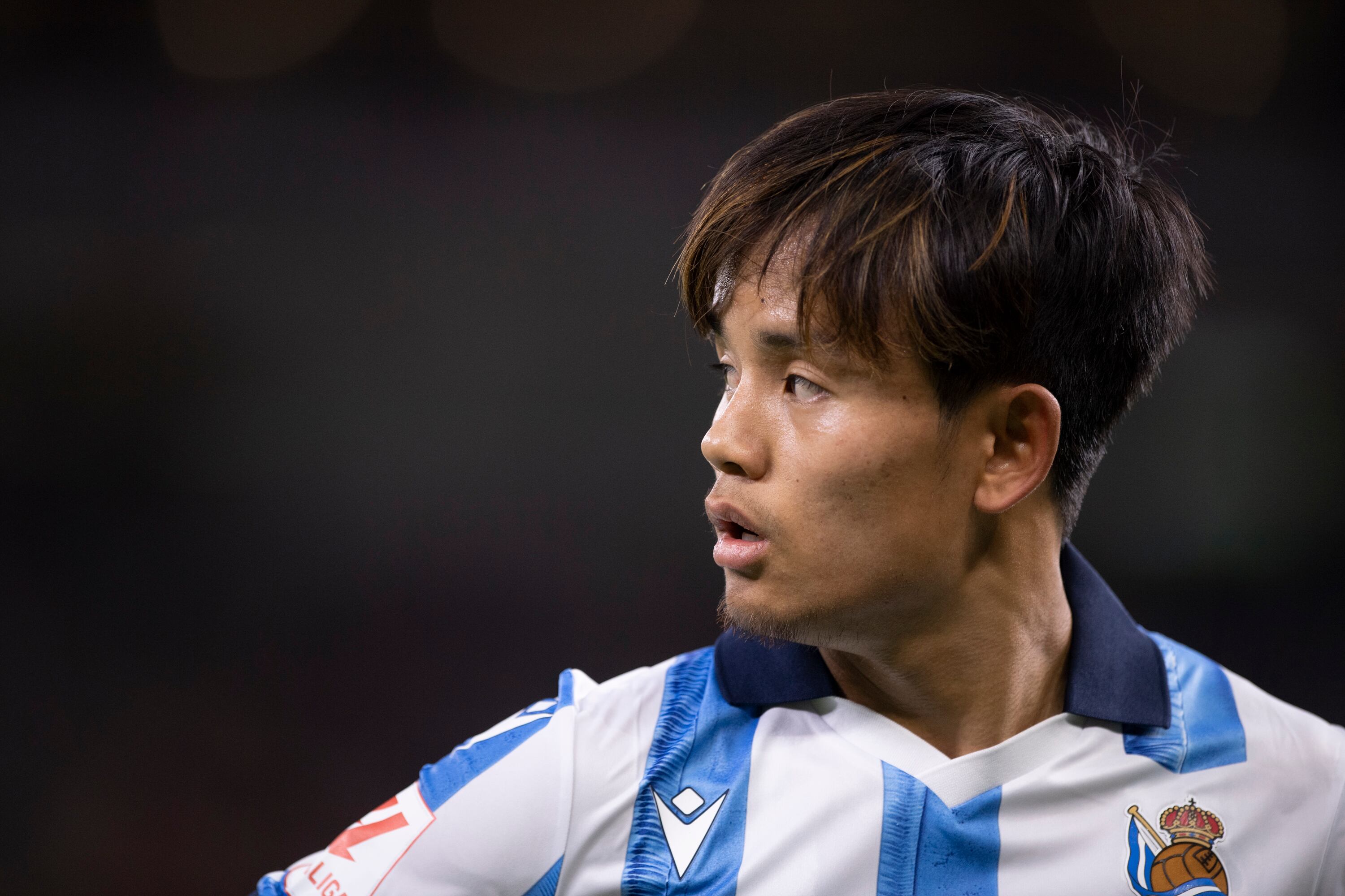 Takefusa Kubo, durante un partido con la Real