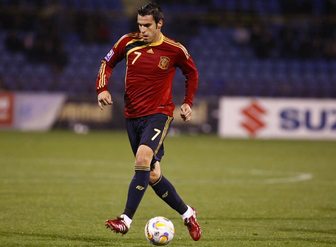 Álvaro Negredo durante el partido ante Armenia