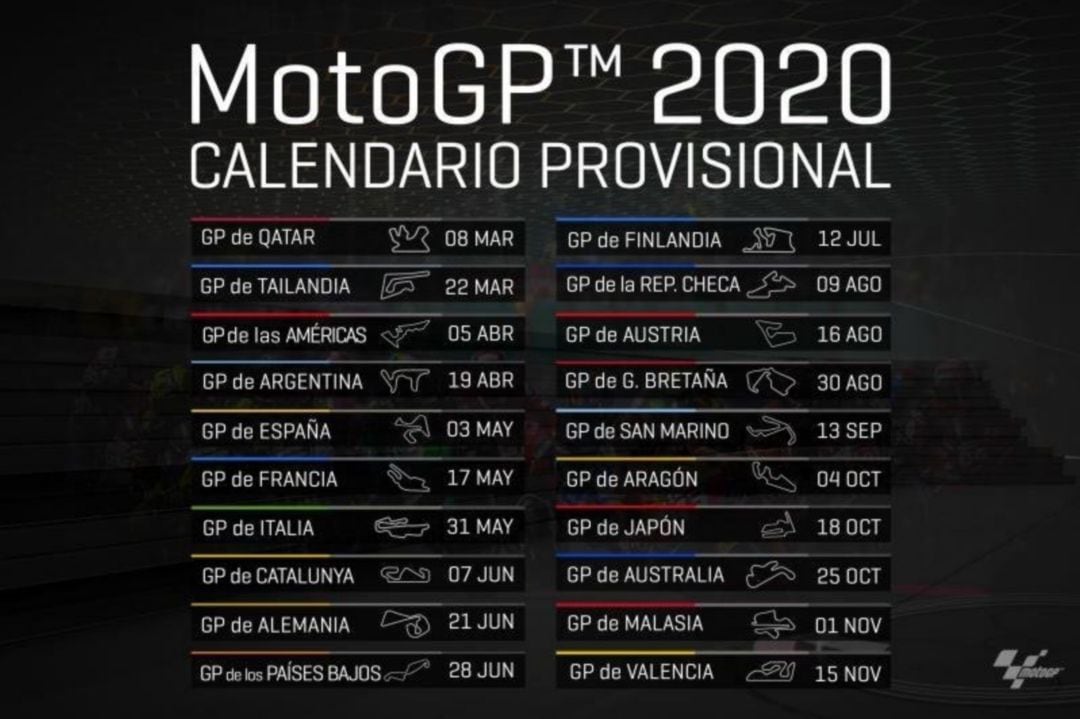 Calendario provisional del mundial de motociclismo