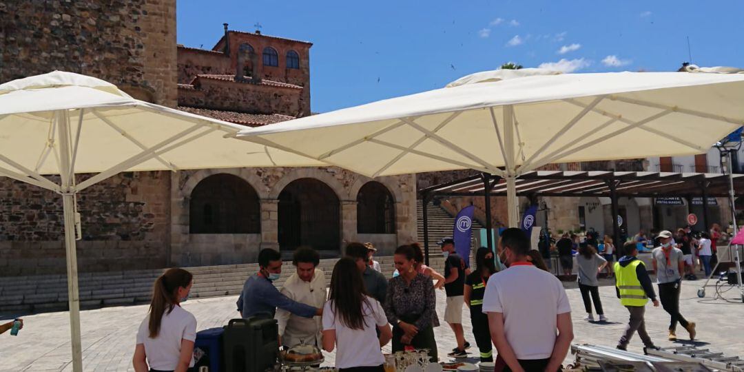 Rodaje de Masterchef Celebrity 5 en la Plaza Mayor de Cáceres 