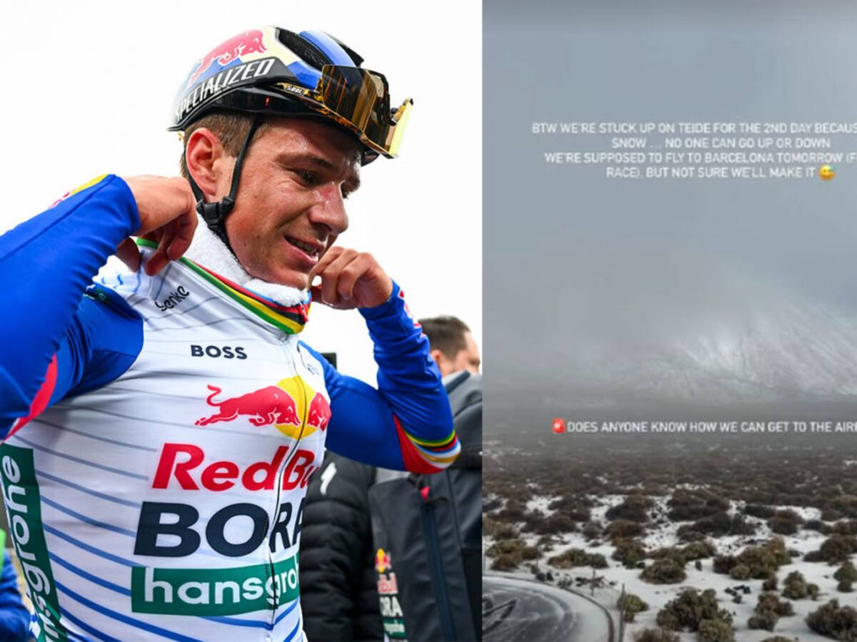 Remco Evenepoel cuenta como escapó de la borrasca 'Therese' tras quedar atrapado en el Teide: "En realidad fue bastante fácil, escolta policial y tras 10 minutos la carretera estaba limpia"