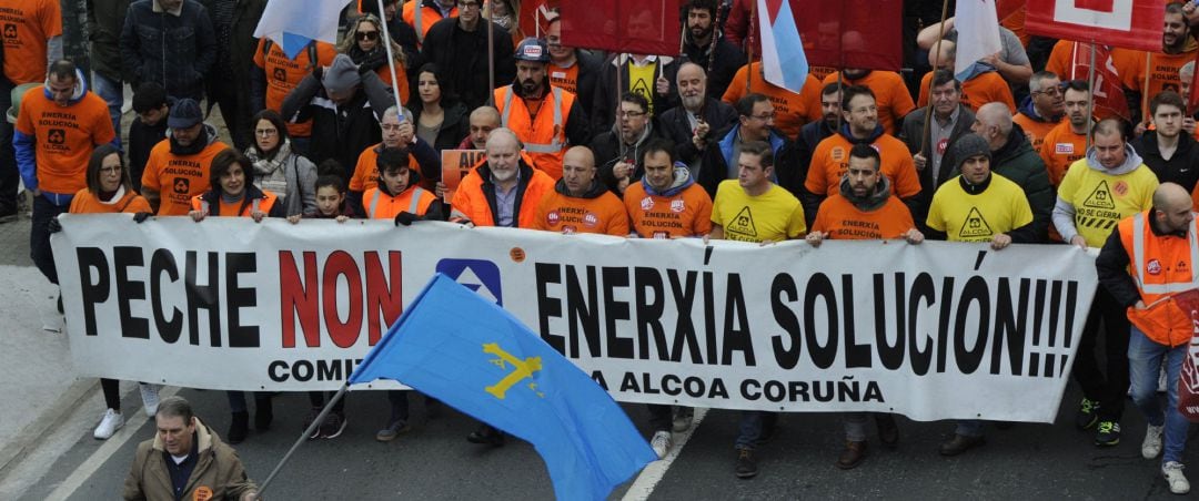 Imagen de la manifestación de Alcoa en A Coruña.