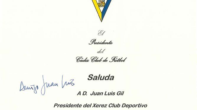 Saluda remitido por el presidente del Cádiz CF