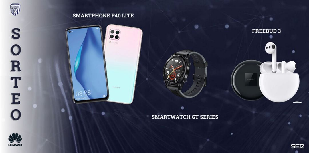 Premiazos en Carrusel con su estadio virtual: un Smartphone Huawei P40 PRO, un reloj inteligente Huawei GT Series y unos cascos inalámbricos Huawei Freebud 3