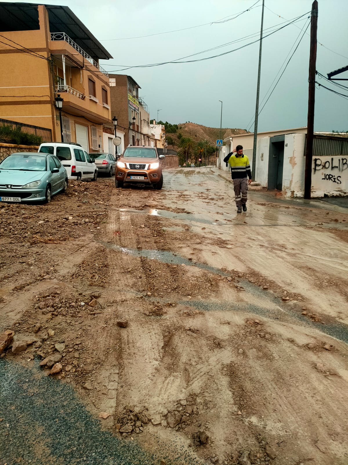 Carretera en Ulea, tras las lluvias torrenciales