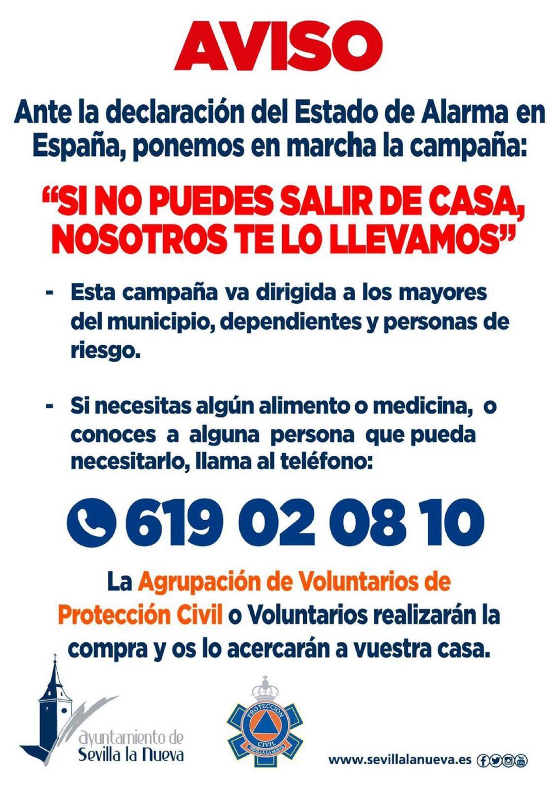 Cartel de la campaña de Protección Civil de Sevilla la Nueva