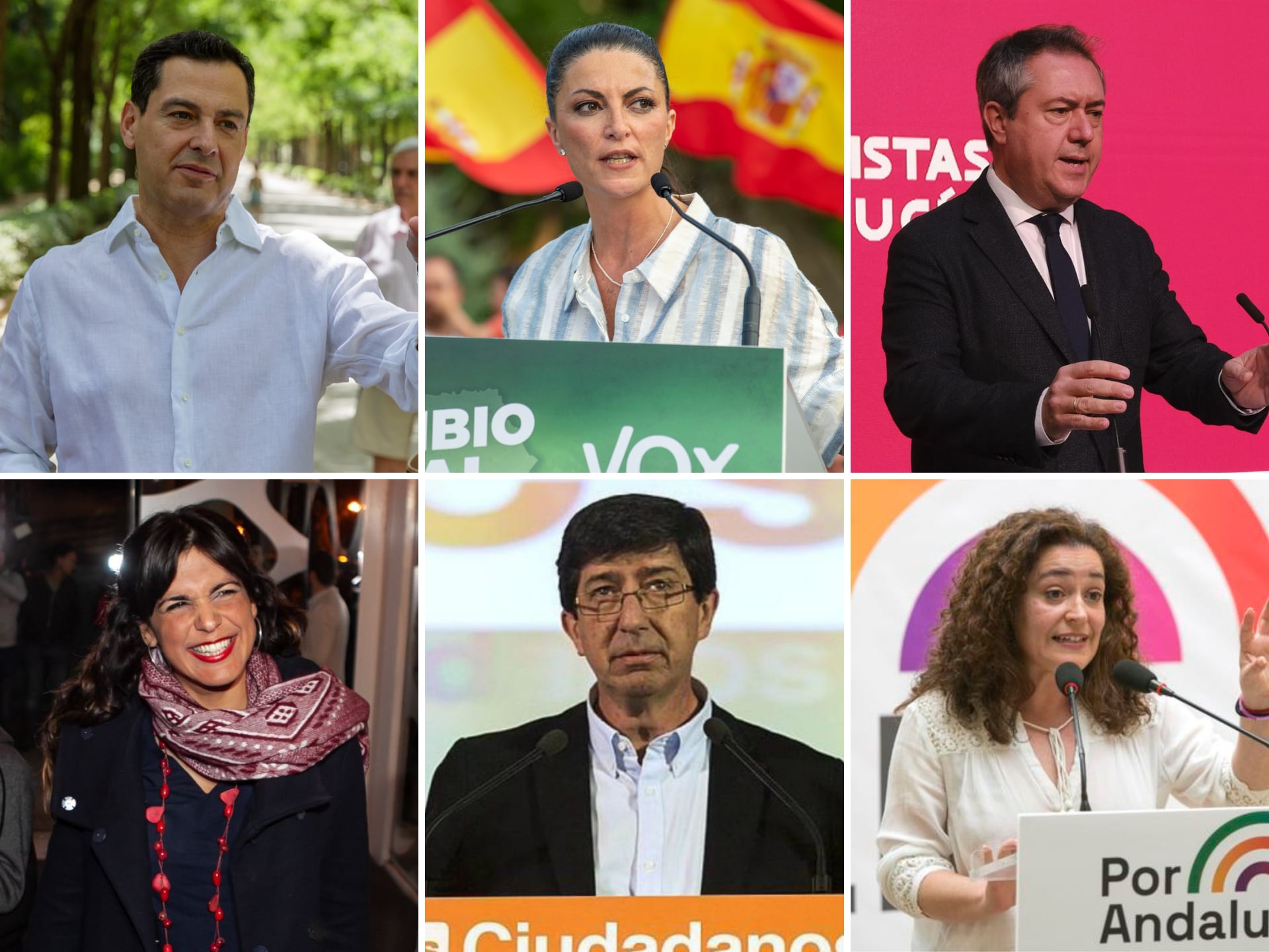 Los seis principales candidatos a presidir la Junta de Andalucía