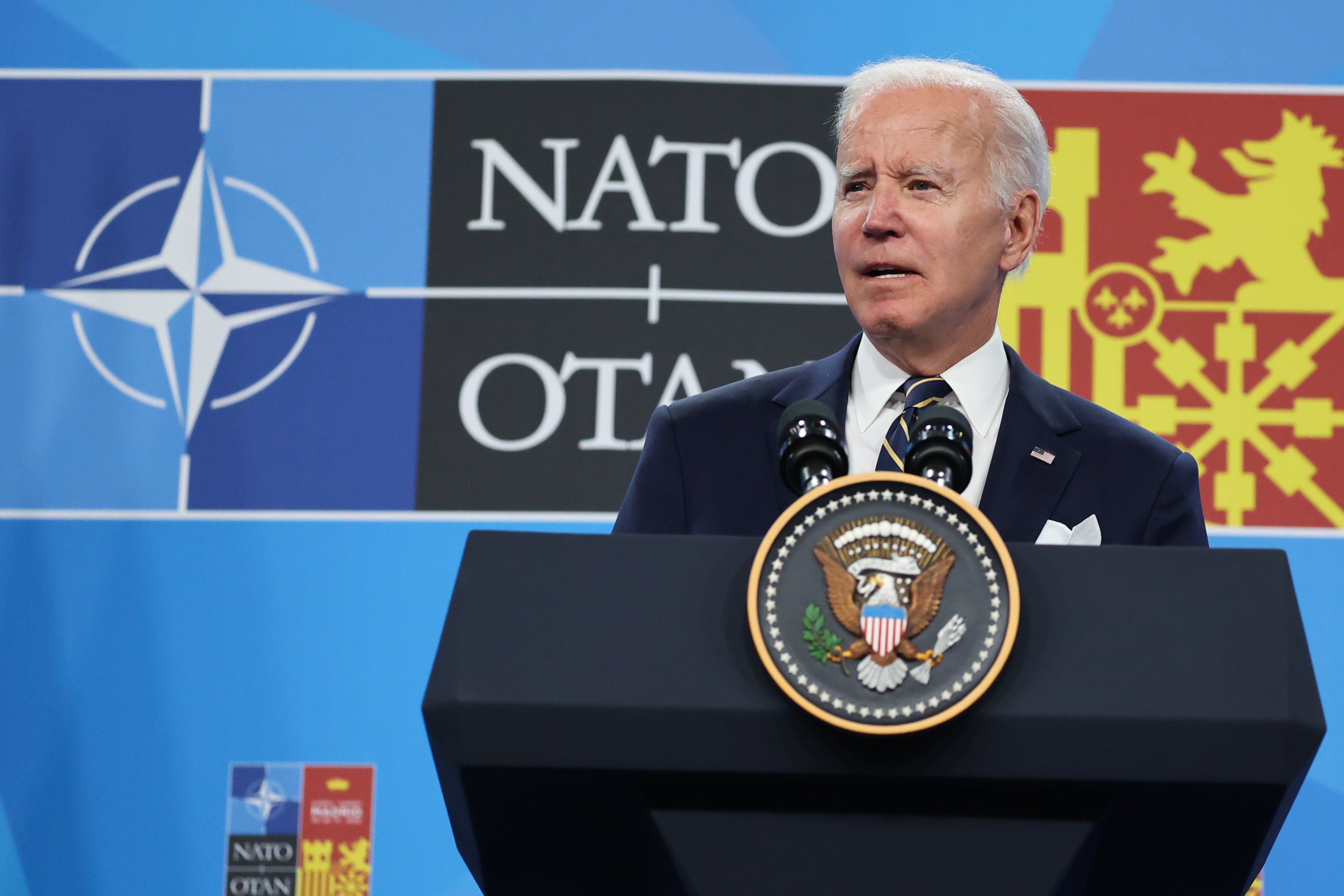 Joe Biden durante su intervención en la Cumbre de la OTAN