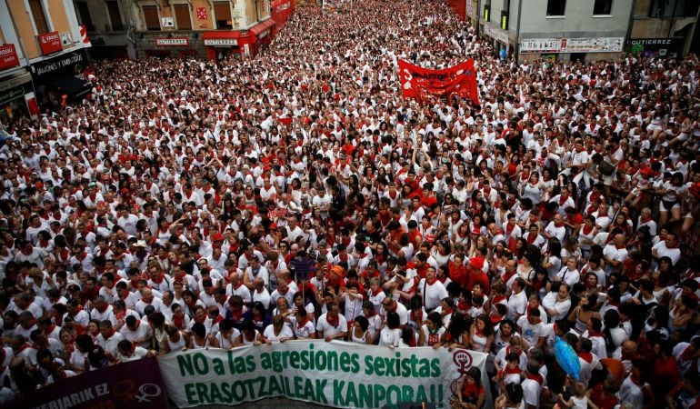 Manifestación contra las agresiones sexuales en los Sanfermines