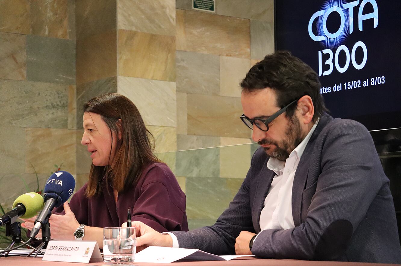 La cònsol major d'Ordino, Maria del Mar Coma, i el conseller de Turisme i Dinamització, Jordi Serracanta, durant la presentació de Cota 1300